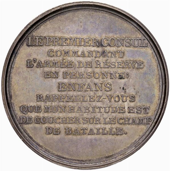 MEDAGLIA IN ARGENTO PER L&rsquo;ARRIVO PER LA BATTAGLIA DI MARENGO ANNO VIII (1800) OP. AUGUSTE & BRENET  - Asta Medaglie napoleoniche, monete toscane di grande modulo. Aurea: monete e medaglie d'oro - Associazione Nazionale - Case d'Asta italiane
