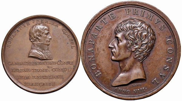 DUE MEDAGLIE NAPOLEONICHE IN BRONZO  - Asta Medaglie napoleoniche, monete toscane di grande modulo. Aurea: monete e medaglie d'oro - Associazione Nazionale - Case d'Asta italiane