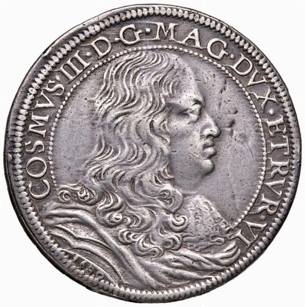 FIRENZE. COSIMO III DE&rsquo; MEDICI (1670-1723) PIASTRA 1680  - Asta Medaglie napoleoniche, monete toscane di grande modulo. Aurea: monete e medaglie d'oro - Associazione Nazionale - Case d'Asta italiane