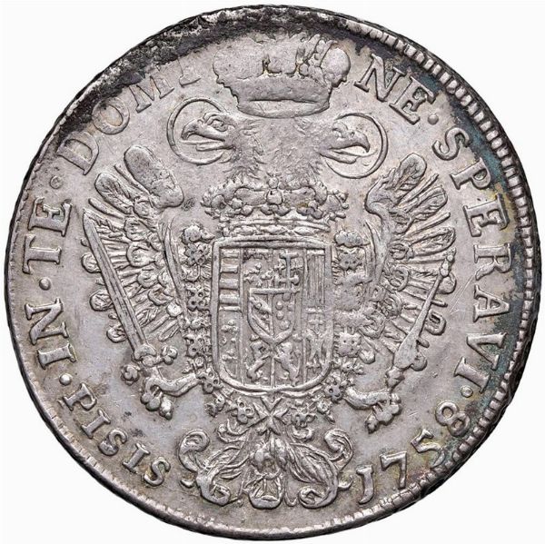 FIRENZE. FRANCESCO II DI LORENA (1737-1765) FRANCESCONE 1758  - Asta Medaglie napoleoniche, monete toscane di grande modulo. Aurea: monete e medaglie d'oro - Associazione Nazionale - Case d'Asta italiane