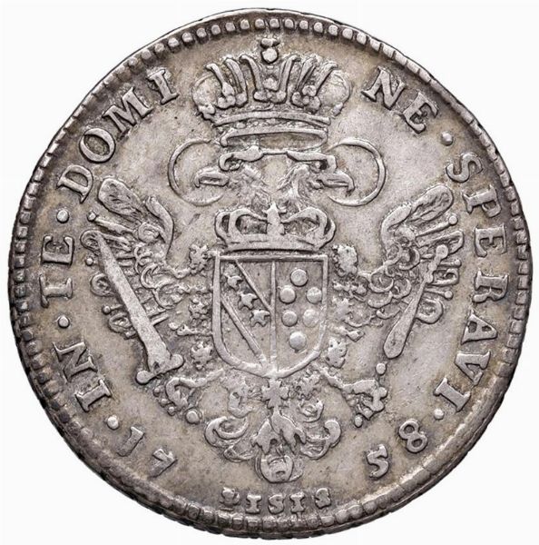 FIRENZE. FRANCESCO II DI LORENA (1737-1765) MEZZO FRANCESCONE 1758  - Asta Medaglie napoleoniche, monete toscane di grande modulo. Aurea: monete e medaglie d'oro - Associazione Nazionale - Case d'Asta italiane