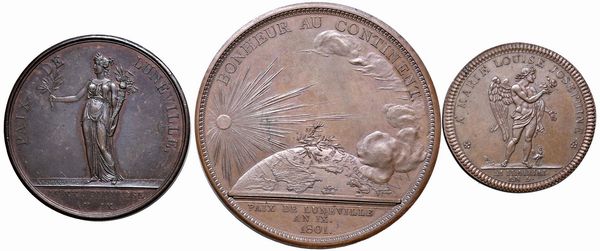 TRE MEDAGLIE NAPOLEONICHE IN BRONZO  - Asta Medaglie napoleoniche, monete toscane di grande modulo. Aurea: monete e medaglie d'oro - Associazione Nazionale - Case d'Asta italiane