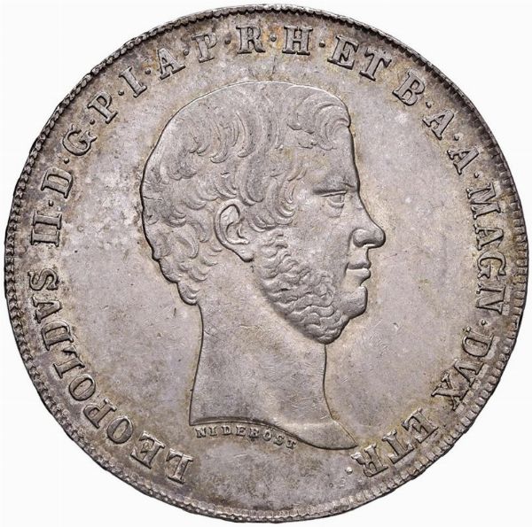 FIRENZE. LEOPOLDO II DI LORENA (1824-1859) FRANCESCONE 1858  - Asta Medaglie napoleoniche, monete toscane di grande modulo. Aurea: monete e medaglie d'oro - Associazione Nazionale - Case d'Asta italiane