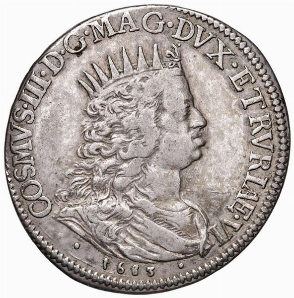 LIVORNO. COSIMO III DE&rsquo; MEDICI (1670-1723) MEZZO TOLLERO 1683  - Asta Medaglie napoleoniche, monete toscane di grande modulo. Aurea: monete e medaglie d'oro - Associazione Nazionale - Case d'Asta italiane
