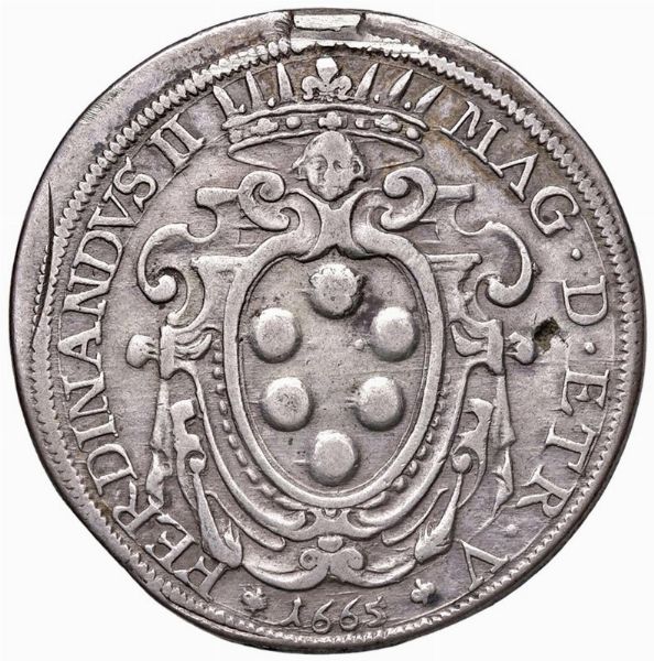 LIVORNO. FERDINANDO II DE&rsquo; MEDICI (1621-1670) PEZZA DELLA ROSA 1665  - Asta Medaglie napoleoniche, monete toscane di grande modulo. Aurea: monete e medaglie d'oro - Associazione Nazionale - Case d'Asta italiane