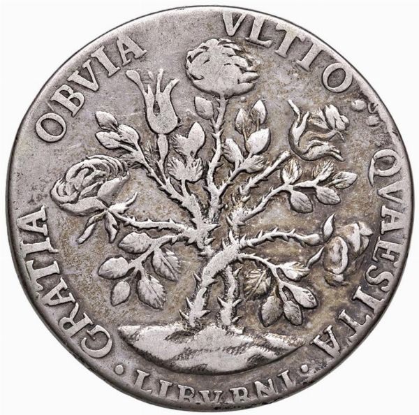 LIVORNO. COSIMO III DE&rsquo; MEDICI (1670-1723) PEZZA DELLA ROSA 1698  - Asta Medaglie napoleoniche, monete toscane di grande modulo. Aurea: monete e medaglie d'oro - Associazione Nazionale - Case d'Asta italiane