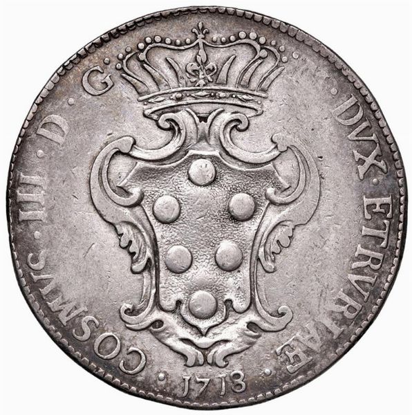 LIVORNO. COSIMO III DE&rsquo; MEDICI (1670-1723) PEZZA DELLA ROSA 1718  - Asta Medaglie napoleoniche, monete toscane di grande modulo. Aurea: monete e medaglie d'oro - Associazione Nazionale - Case d'Asta italiane