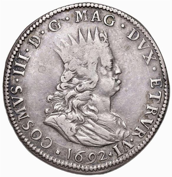 LIVORNO. COSIMO III DE&rsquo; MEDICI (1670-1723) TOLLERO 1692  - Asta Medaglie napoleoniche, monete toscane di grande modulo. Aurea: monete e medaglie d'oro - Associazione Nazionale - Case d'Asta italiane