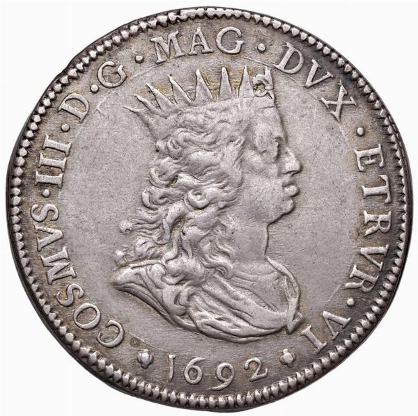 LIVORNO. COSIMO III DE&rsquo; MEDICI (1670-1723) TOLLERO 1692  - Asta Medaglie napoleoniche, monete toscane di grande modulo. Aurea: monete e medaglie d'oro - Associazione Nazionale - Case d'Asta italiane
