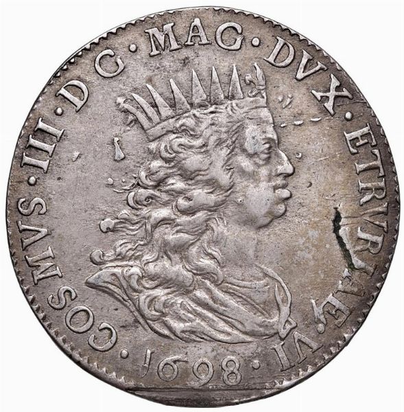 LIVORNO. COSIMO III DE&rsquo; MEDICI (1670-1723) TOLLERO 1698  - Asta Medaglie napoleoniche, monete toscane di grande modulo. Aurea: monete e medaglie d'oro - Associazione Nazionale - Case d'Asta italiane
