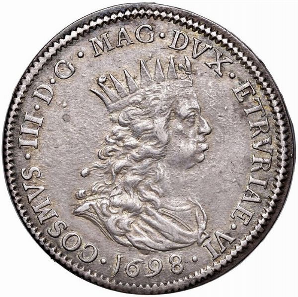 LIVORNO. COSIMO III DE&rsquo; MEDICI (1670-1723) TOLLERO 1698  - Asta Medaglie napoleoniche, monete toscane di grande modulo. Aurea: monete e medaglie d'oro - Associazione Nazionale - Case d'Asta italiane