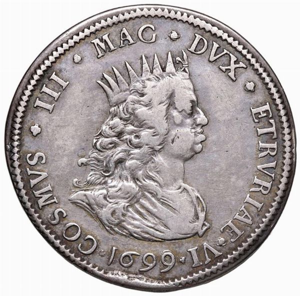 LIVORNO. COSIMO III DE&rsquo; MEDICI (1670-1723) TOLLERO 1699  - Asta Medaglie napoleoniche, monete toscane di grande modulo. Aurea: monete e medaglie d'oro - Associazione Nazionale - Case d'Asta italiane