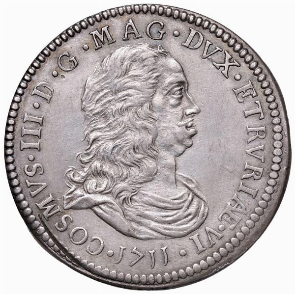 LIVORNO. COSIMO III DE&rsquo; MEDICI (1670-1723) TOLLERO 1711  - Asta Medaglie napoleoniche, monete toscane di grande modulo. Aurea: monete e medaglie d'oro - Associazione Nazionale - Case d'Asta italiane