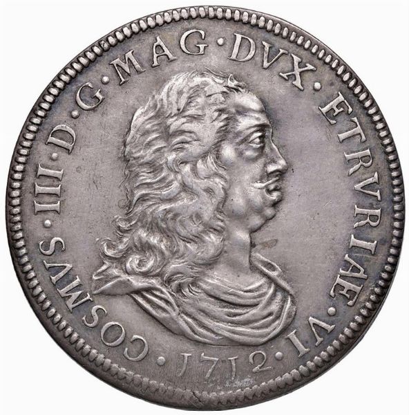 LIVORNO. COSIMO III DE&rsquo; MEDICI (1670-1723) TOLLERO 1712  - Asta Medaglie napoleoniche, monete toscane di grande modulo. Aurea: monete e medaglie d'oro - Associazione Nazionale - Case d'Asta italiane