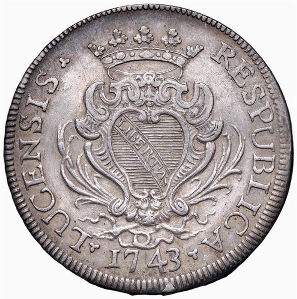 LUCCA. REPUBBLICA (1369-1799) SCUDO 1743  - Asta Medaglie napoleoniche, monete toscane di grande modulo. Aurea: monete e medaglie d'oro - Associazione Nazionale - Case d'Asta italiane