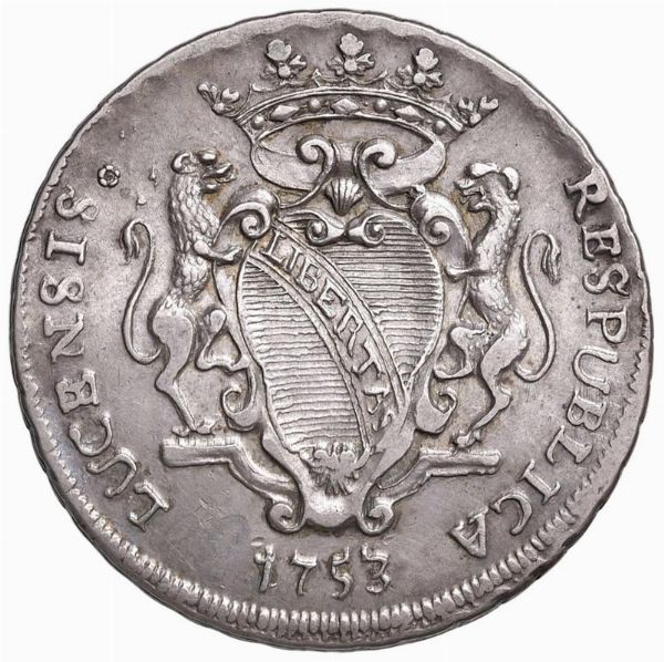 LUCCA. REPUBBLICA (1369-1799) SCUDO PANTERINO 1753  - Asta Medaglie napoleoniche, monete toscane di grande modulo. Aurea: monete e medaglie d'oro - Associazione Nazionale - Case d'Asta italiane