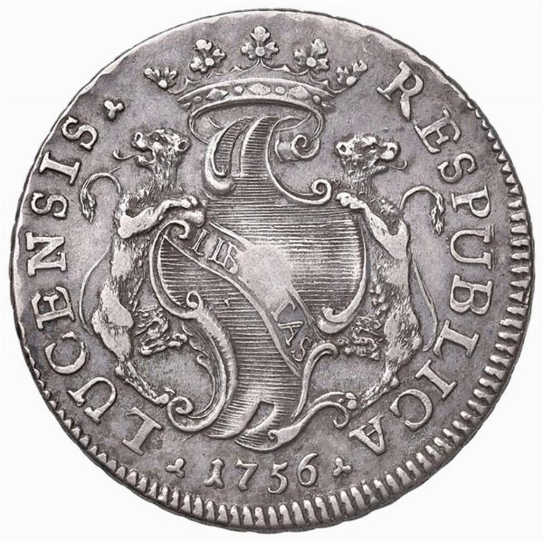 LUCCA. REPUBBLICA (1369-1799) SCUDO PANTERINO 1756  - Asta Medaglie napoleoniche, monete toscane di grande modulo. Aurea: monete e medaglie d'oro - Associazione Nazionale - Case d'Asta italiane