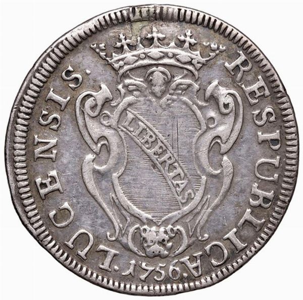 LUCCA. REPUBBLICA (1369-1799) SANTA CROCE DA 25 1756  - Asta Medaglie napoleoniche, monete toscane di grande modulo. Aurea: monete e medaglie d'oro - Associazione Nazionale - Case d'Asta italiane