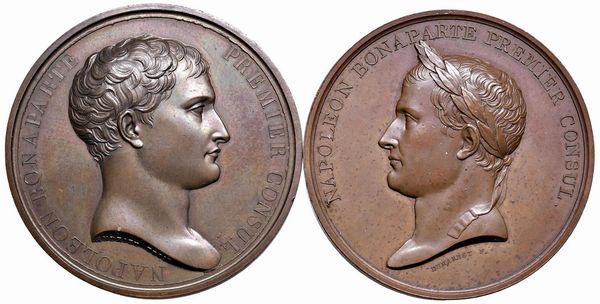 DUE MEDAGLIE NAPOLEONICHE IN BRONZO  - Asta Medaglie napoleoniche, monete toscane di grande modulo. Aurea: monete e medaglie d'oro - Associazione Nazionale - Case d'Asta italiane