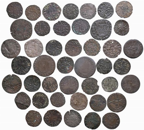 LUCCA. QUARANTAQUATTRO MONETE IN MISTURA (SECC. XIV-XVIII)  - Asta Medaglie napoleoniche, monete toscane di grande modulo. Aurea: monete e medaglie d'oro - Associazione Nazionale - Case d'Asta italiane