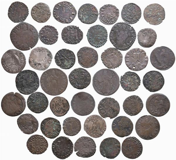 LUCCA. QUARANTAQUATTRO MONETE IN MISTURA (SECC. XIV-XVIII)  - Asta Medaglie napoleoniche, monete toscane di grande modulo. Aurea: monete e medaglie d'oro - Associazione Nazionale - Case d'Asta italiane