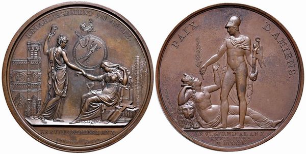 DUE MEDAGLIE NAPOLEONICHE IN BRONZO  - Asta Medaglie napoleoniche, monete toscane di grande modulo. Aurea: monete e medaglie d'oro - Associazione Nazionale - Case d'Asta italiane