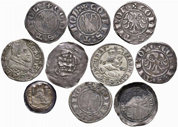 TRENTACINQUE MONETE DI AREA TIROLESE DEI SECC. XIII-XVI (GROSSI E DENARI)  - Asta Medaglie napoleoniche, monete toscane di grande modulo. Aurea: monete e medaglie d'oro - Associazione Nazionale - Case d'Asta italiane