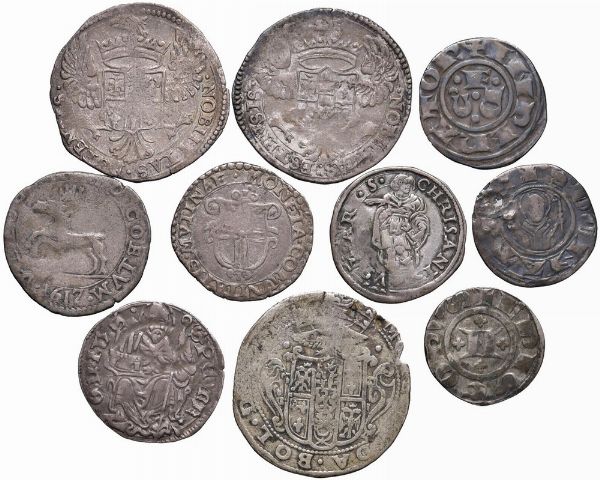 TRENTADUE MONETE DI AREA EMILIANA DEI SECC. XIII-XVII (GROSSI E DENARI)  - Asta Medaglie napoleoniche, monete toscane di grande modulo. Aurea: monete e medaglie d'oro - Associazione Nazionale - Case d'Asta italiane