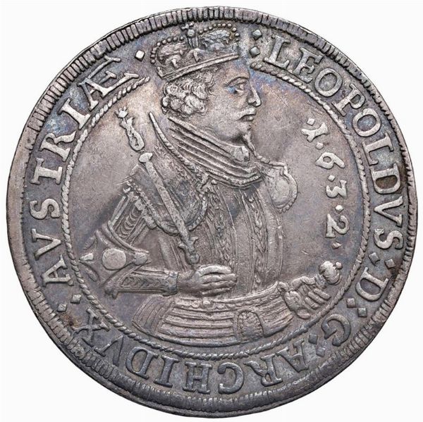 AUSTRIA. SACRO ROMANO IMPERO. LEOPOLDO V ARCIDUCA (1619-1732) TALLERO 1632 HALL  - Asta Medaglie napoleoniche, monete toscane di grande modulo. Aurea: monete e medaglie d'oro - Associazione Nazionale - Case d'Asta italiane