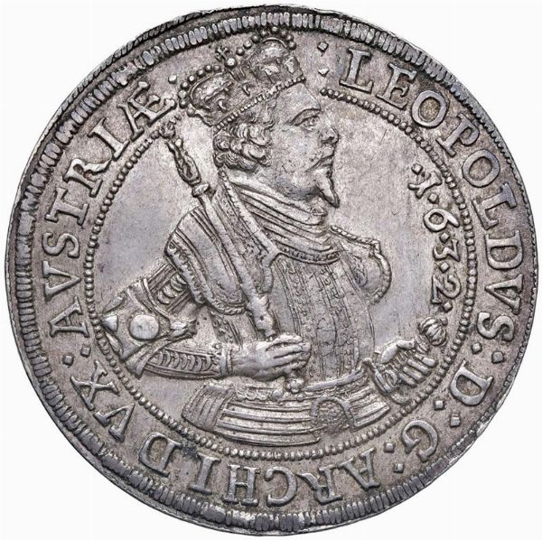 AUSTRIA. SACRO ROMANO IMPERO. LEOPOLDO V ARCIDUCA (1619-1732) TALLERO 1632 HALL  - Asta Medaglie napoleoniche, monete toscane di grande modulo. Aurea: monete e medaglie d'oro - Associazione Nazionale - Case d'Asta italiane