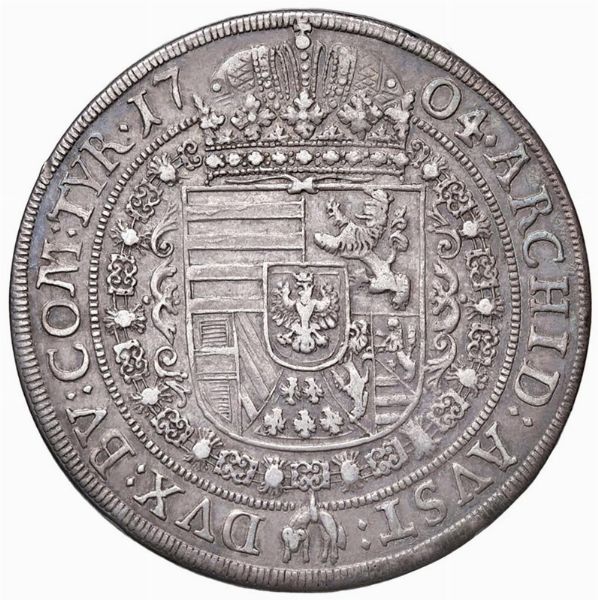 AUSTRIA. SACRO ROMANO IMPERO. LEOPOLDO I (1658-1705) TALLERO 1704 HALL  - Asta Medaglie napoleoniche, monete toscane di grande modulo. Aurea: monete e medaglie d'oro - Associazione Nazionale - Case d'Asta italiane