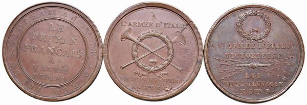 TRE MEDAGLIE NAPOLEONICHE IN BRONZO  - Asta Medaglie napoleoniche, monete toscane di grande modulo. Aurea: monete e medaglie d'oro - Associazione Nazionale - Case d'Asta italiane