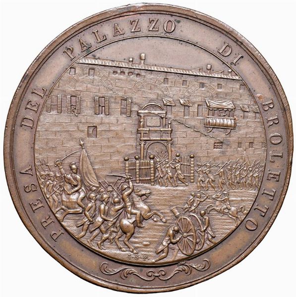 MEDAGLIA PER LA PRESA DEL PALAZZO DEL BROLETTO DI BRESCIA OPUS F.J. SALWIRCK  - Asta Medaglie napoleoniche, monete toscane di grande modulo. Aurea: monete e medaglie d'oro - Associazione Nazionale - Case d'Asta italiane