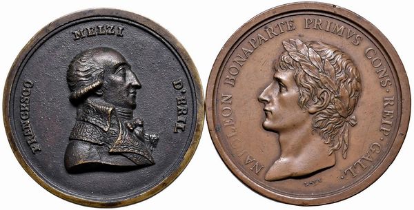 DUE MEDAGLIE NAPOLEONICHE IN BRONZO  - Asta Medaglie napoleoniche, monete toscane di grande modulo. Aurea: monete e medaglie d'oro - Associazione Nazionale - Case d'Asta italiane