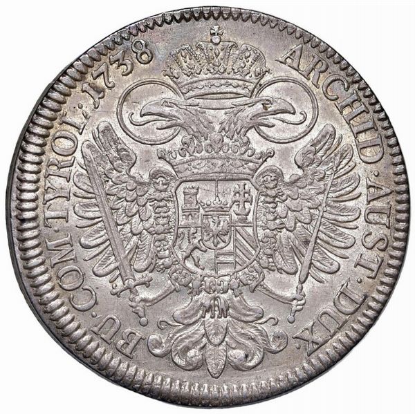 AUSTRIA. SACRO ROMANO IMPERO. CARLO VI (1711-1740) TALLERO 1738 HALL  - Asta Medaglie napoleoniche, monete toscane di grande modulo. Aurea: monete e medaglie d'oro - Associazione Nazionale - Case d'Asta italiane