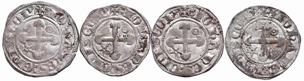 FRANCIA. QUATTRO GROSSI DI JEAN DE GEN&Egrave;VE VESCOVO DI VALENCE E DI&Eacute; (1285-1297)  - Asta Medaglie napoleoniche, monete toscane di grande modulo. Aurea: monete e medaglie d'oro - Associazione Nazionale - Case d'Asta italiane