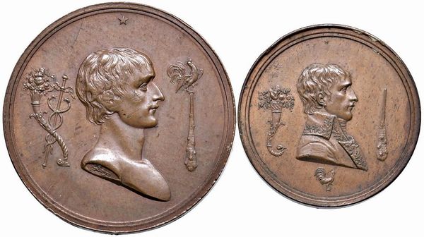 DUE MEDAGLIE NAPOLEONICHE IN BRONZO  - Asta Medaglie napoleoniche, monete toscane di grande modulo. Aurea: monete e medaglie d'oro - Associazione Nazionale - Case d'Asta italiane