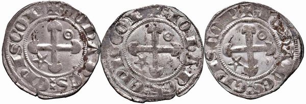 FRANCIA. TRE GROSSI DI JEAN DE GEN&Egrave;VE VESCOVO DI VALENCE E DI&Eacute; (1285-1297)  - Asta Medaglie napoleoniche, monete toscane di grande modulo. Aurea: monete e medaglie d'oro - Associazione Nazionale - Case d'Asta italiane