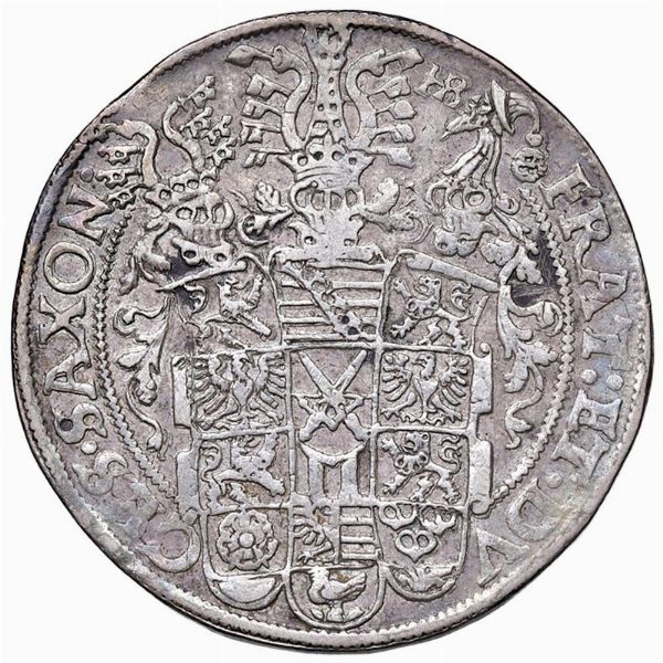 GERMANIA. SASSONIA. CHRISTIAN II, JOHAN GEORGE E AUGUST (1591-1611) TALLERO 1601  - Asta Medaglie napoleoniche, monete toscane di grande modulo. Aurea: monete e medaglie d'oro - Associazione Nazionale - Case d'Asta italiane