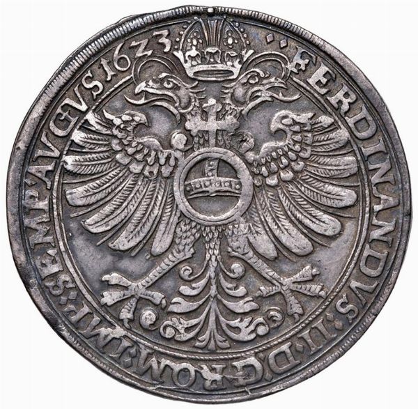 GERMANIA. SACRO ROMANO IMPERO. FERDINANDO II (1619-1637) TALLERO 1623  - Asta Medaglie napoleoniche, monete toscane di grande modulo. Aurea: monete e medaglie d'oro - Associazione Nazionale - Case d'Asta italiane