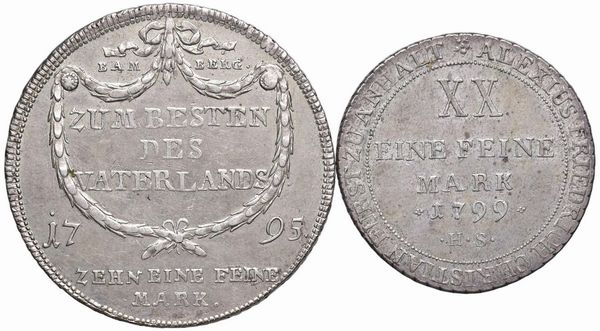 GERMANIA. DUE MONETE IN ARGENTO. TALLERO 1795 E 2/3 TALLERO 1799  - Asta Medaglie napoleoniche, monete toscane di grande modulo. Aurea: monete e medaglie d'oro - Associazione Nazionale - Case d'Asta italiane
