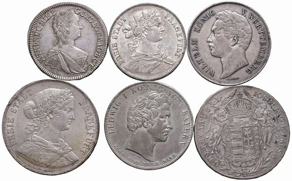 GERMANIA. BAVIERA. SEI TALLERI IN ARGENTO  - Asta Medaglie napoleoniche, monete toscane di grande modulo. Aurea: monete e medaglie d'oro - Associazione Nazionale - Case d'Asta italiane