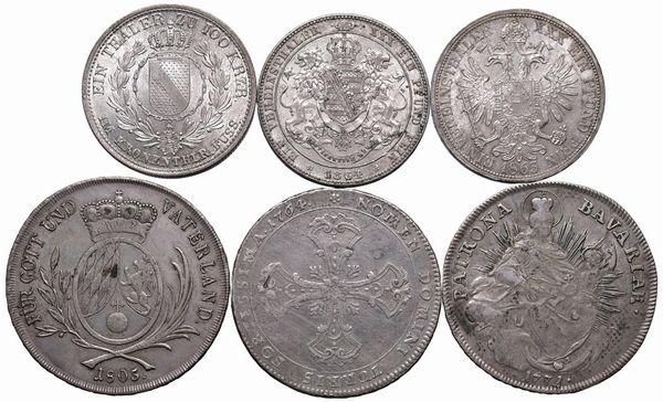 GERMANIA. SEI MONETE IN ARGENTO (TALLERI E FRAZIONI)  - Asta Medaglie napoleoniche, monete toscane di grande modulo. Aurea: monete e medaglie d'oro - Associazione Nazionale - Case d'Asta italiane