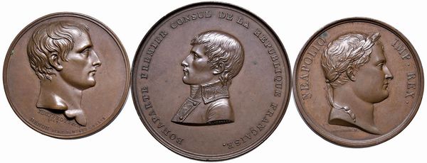 TRE MEDAGLIE NAPOLEONICHE IN BRONZO  - Asta Medaglie napoleoniche, monete toscane di grande modulo. Aurea: monete e medaglie d'oro - Associazione Nazionale - Case d'Asta italiane
