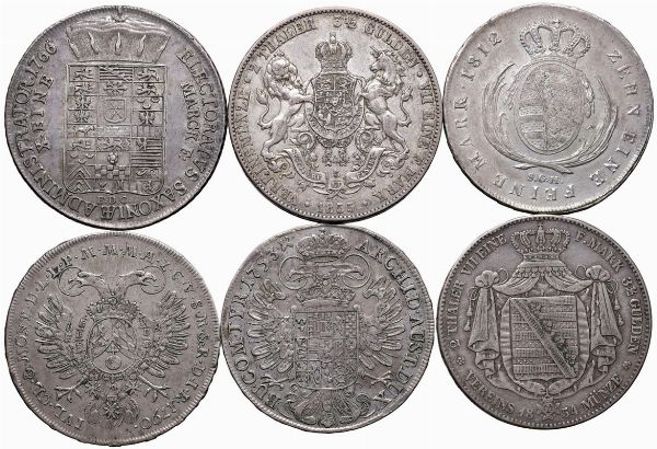 VARI PAESI (AUSTRIA, GERMANIA). SEI TALLERI IN ARGENTO  - Asta Medaglie napoleoniche, monete toscane di grande modulo. Aurea: monete e medaglie d'oro - Associazione Nazionale - Case d'Asta italiane