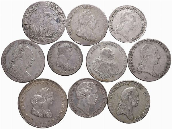 VARI STATI. DIECI MONETE IN ARGENTO  - Asta Medaglie napoleoniche, monete toscane di grande modulo. Aurea: monete e medaglie d'oro - Associazione Nazionale - Case d'Asta italiane