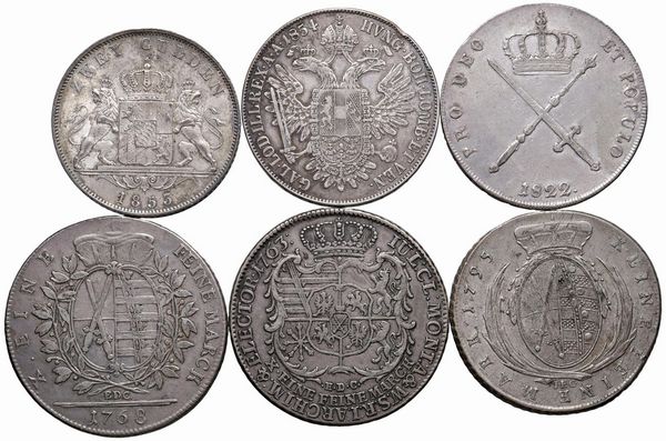 VARI STATI. SEI MONETE IN ARGENTO.  - Asta Medaglie napoleoniche, monete toscane di grande modulo. Aurea: monete e medaglie d'oro - Associazione Nazionale - Case d'Asta italiane