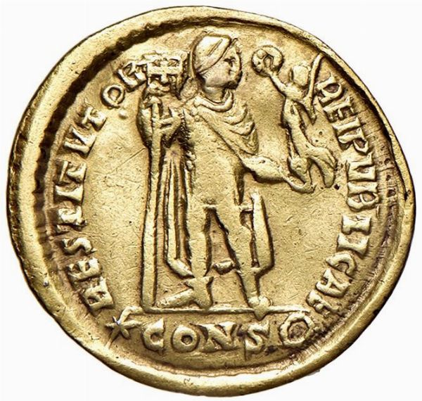 ANTIOCHIA. VALENTINIANO I (364-373) SOLIDO  - Asta Medaglie napoleoniche, monete toscane di grande modulo. Aurea: monete e medaglie d'oro - Associazione Nazionale - Case d'Asta italiane