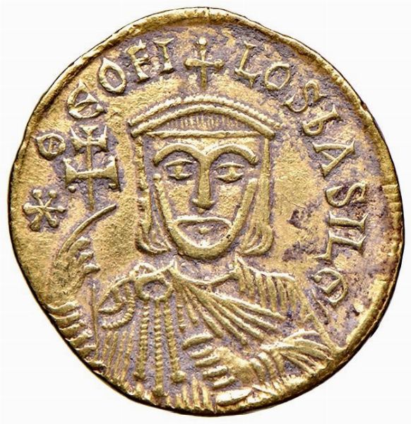 BISANZIO. TEOFILO E COSTANTINO (830-835) SOLIDO  - Asta Medaglie napoleoniche, monete toscane di grande modulo. Aurea: monete e medaglie d'oro - Associazione Nazionale - Case d'Asta italiane
