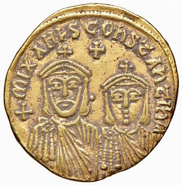 BISANZIO. TEOFILO E COSTANTINO (830-835) SOLIDO  - Asta Medaglie napoleoniche, monete toscane di grande modulo. Aurea: monete e medaglie d'oro - Associazione Nazionale - Case d'Asta italiane